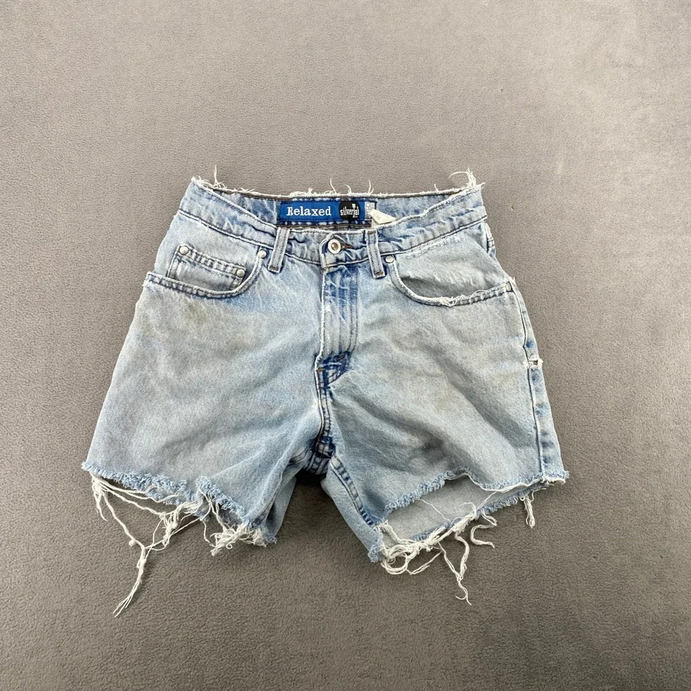 Vintage Levis SilverTab Relaxed Fit Denim Shorts Light Wash Cutoff USA Made 25